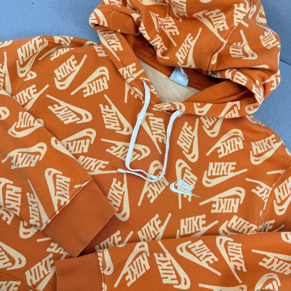 Nike Sportswear Mens‎ All Over Print Logo Hoodie Orange DD4847-816 Large